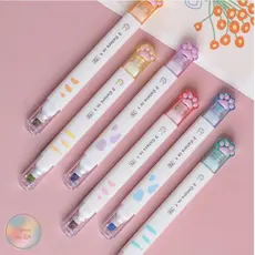 Marca texto duas cores pastel e neon patinha fofa