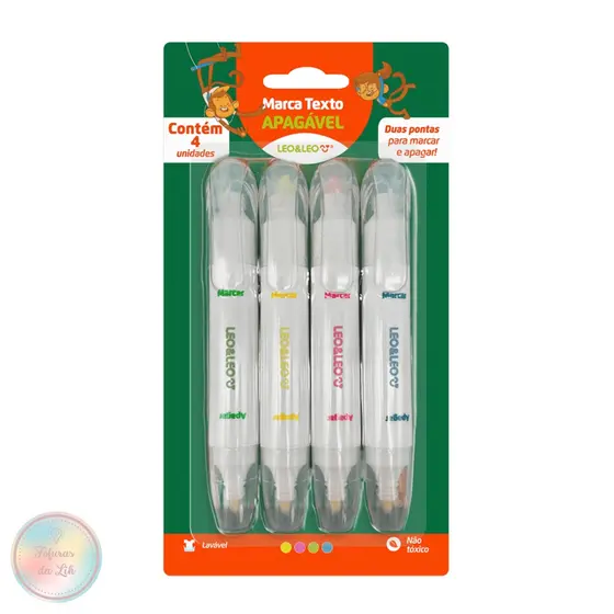 Marca texto apagável Leo&Leo - Kit 4 cores