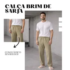 Calça Brim de Sarja Caqui CDP Sem Bolso