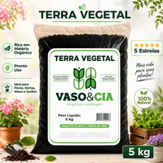 Terra Vegetal Adubada Orgânica 5 kg - Vasos Plantas Jardim - Vaso e Cia