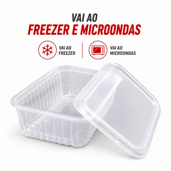 Kit 24 Potes Com Tampa Para Marmita Descartável Freezer e Micro-ondas