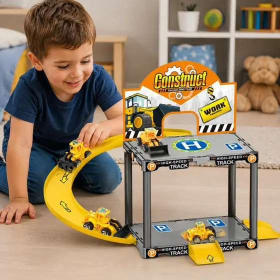 Brinquedo de Engenharia Pista Carro Montável Presente Ferias Criança Colorido