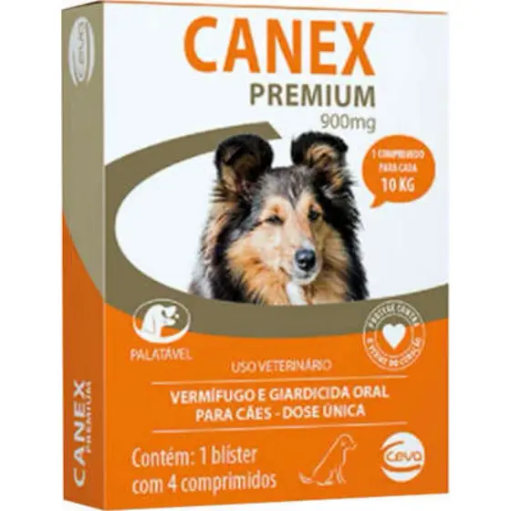 Canex Premium 900 mg Ceva Vermífugo para Cães - 4 Comprimidos
