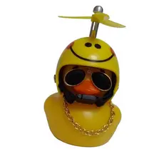 Pato Patinho amarelo Duck de borracha com acessório cordão óculos capacete para moto bicicleta