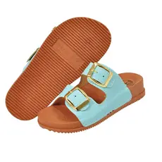 Papete Sandália Birken feminina Infantil e adulto mae e filha com fivelas ajustáveis INF110 SL/CAMEL/FIV/OURO