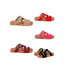 Sandalia Birken papete feminina modelo trancadinho com fivelas ajustaveis TN 410 SL CAMEL