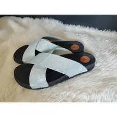 Sandalia Birken Papete feminina em modelo trançada com brilho TX300 SL/PRETA
