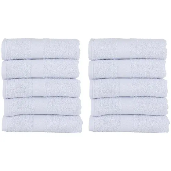 Kit 10 Toalhas de Rosto para Salão Barbearia Grande 100% Algodão 44x75cm Branco