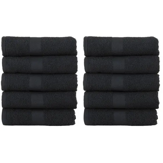 Kit 10 Toalhas de Rosto para Salão Barbearia Grande 100% Algodão 44x75cm Preto
