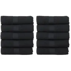 Kit 10 Toalhas de Rosto para Salão Barbearia Grande 100% Algodão 44x75cm Preto