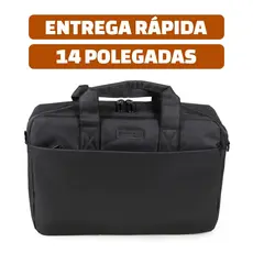 Pasta Executiva Notebook 14” Bolsa Trabalho Viagem Preto Impermeável c/ Alça Removível