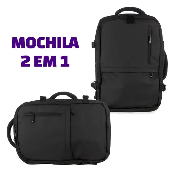 Mochila Executiva Expansível 50L Notebook 16" Viagem Trabalho Impermeável 2 em 1 Mala Bagagem de Mão