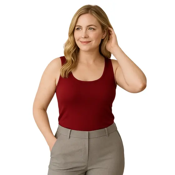 Blusa Regata Feminina Slim Primavera Verão Básica em Visco Lycra Casual Moderna e Confortável  3020.C2