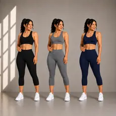 kit 3 corsário academia legging capri feminino com cós alto confortável zero transparências