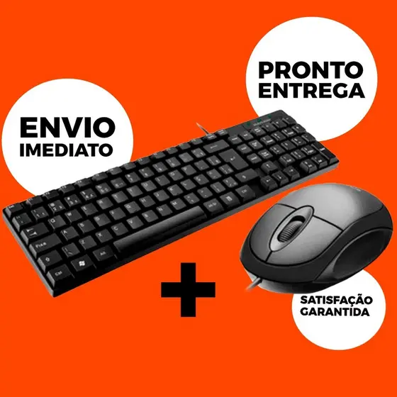 kit Mouse e Teclado USB Com Fio Computador Notebook Barato Kit