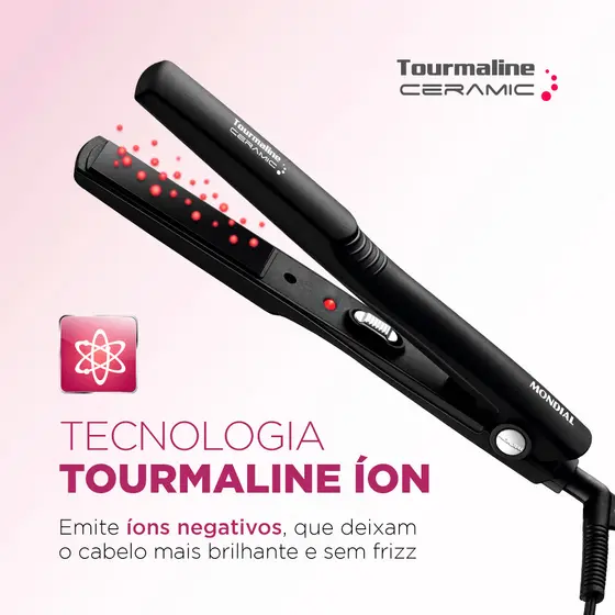 Prancha Chapinha Alisadora Anti Frizz Cabelos Brilhantes Alisamento Eficiente Mondial P15 Bivolt