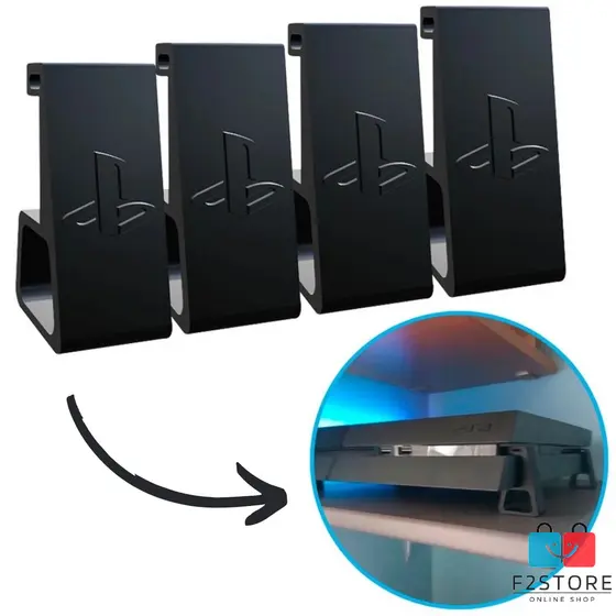 Kit Suporte Playstation Ps4 Pro Fat Slim Horizontal Pezinho Ps4 Pro Fat Slim
