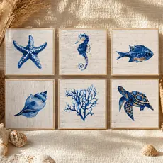 Quadro Decorativo Para Sala Quarto Moldura Praia Mar Moderno 18x18cm