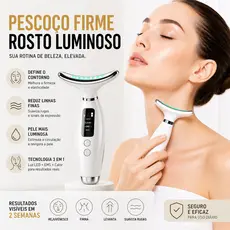 Massageador De Pescoço e Rosto LED Vibração Fototerapia Para Rejuvenescer Firmeza Anti-Rugas