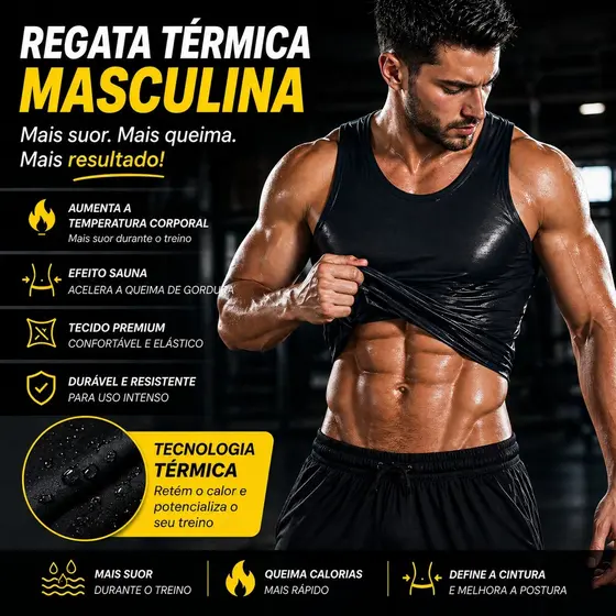 Regata Modeladora Masculina – Cinta Térmica de Compressão e Redução de Medidas