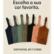 Kit 2 Tag Mala Viagem Identificador Etiqueta De Bagagem Couro Capa Com Fivela
