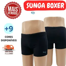 Sunga Boxer Lisa infantil/juvenil forrada 2 ao 16 anos com proteção UV