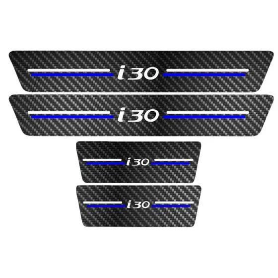 Kit Soleira Protetora Porta Premium Blue Carbono   -  I30