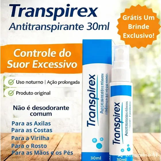 Transpirex Antitranspirante Forte Original Contra Hiperidrose Suor Excessivo e Odor (Efeito 7 Dias)