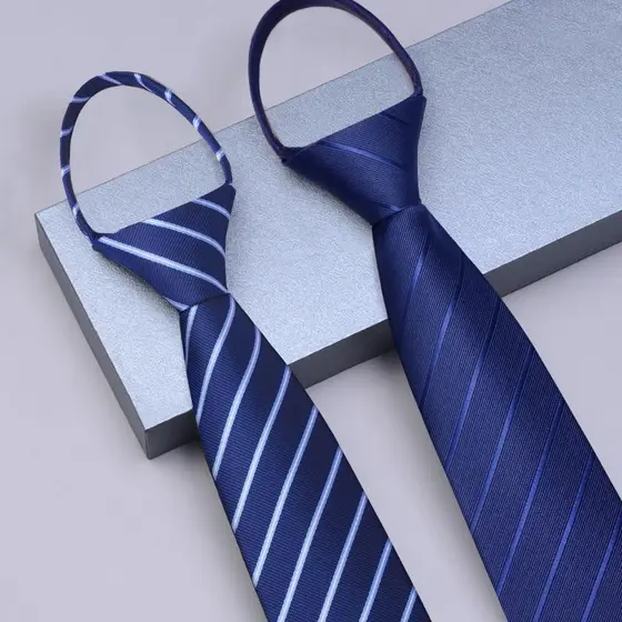 Homens sem gravatas Vestimenta Formal Homem com Zíper Estilo Zíper Homens de Negócios Noivo de Negócios Acessórios de Gravata Preto Azul Preguiçoso Uma Gravata de Puxar Fácil