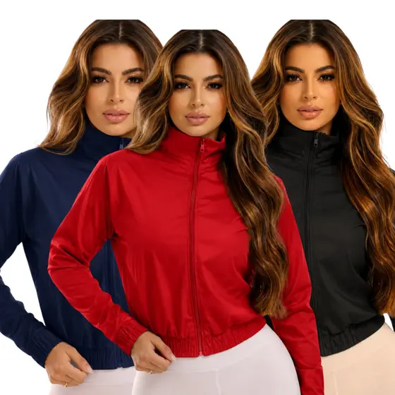KIT 3 OU 1 Jaqueta Feminina Tactel Premium Casual com Acabamento Reforçado