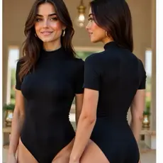 Body feminino gola alta e manga curta suplex premium (JOYCE)