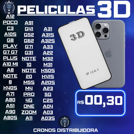 Kit 100 Películas de Privacidade 3D 6D 9D Variadas De Alta Qualidade