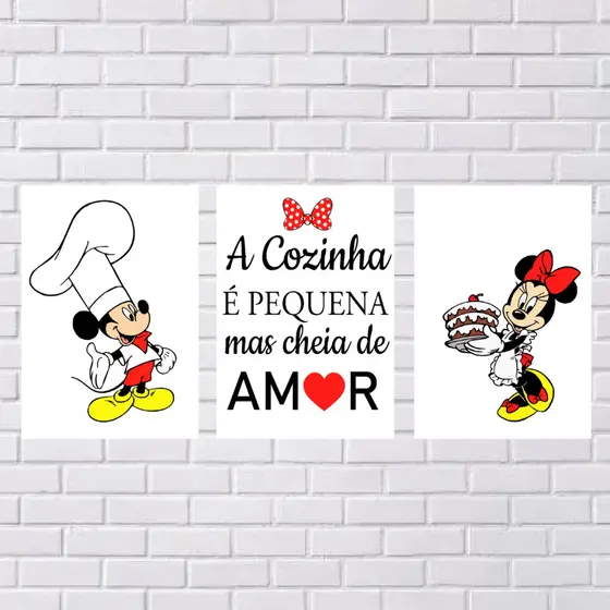 Placa quadro decorativa/Kit com 3 peças! minnie cozinha