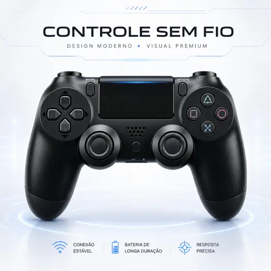 Controle Bluetooth Sem Fio Compatível Com Ps4 Pc Notebook Celular Android iOS Wireless Aquattro