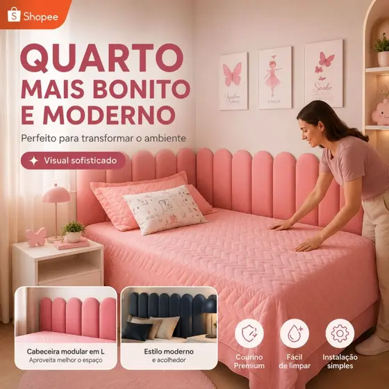 Cabeceira de Cama adesiva kit  Em L Nuvem 45x20cm (ENVIO IMEDIATO)