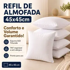 Kit 4 Almofadas 45cm x 45cm de Espuma Extra Macio - Envio Imediato