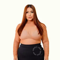 Body Plus Size Transparente Blusa Tule Nude Manga Longa Drapeado-mila