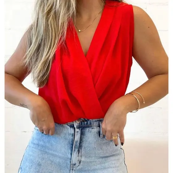 Blusinha Transpassada Elástico Verão Moda Elegante - Vivi