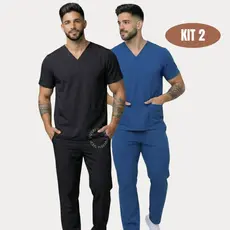 Kit 2 Scrub Masculino Pijama Cirúrgico Dentista Plus Size-ph