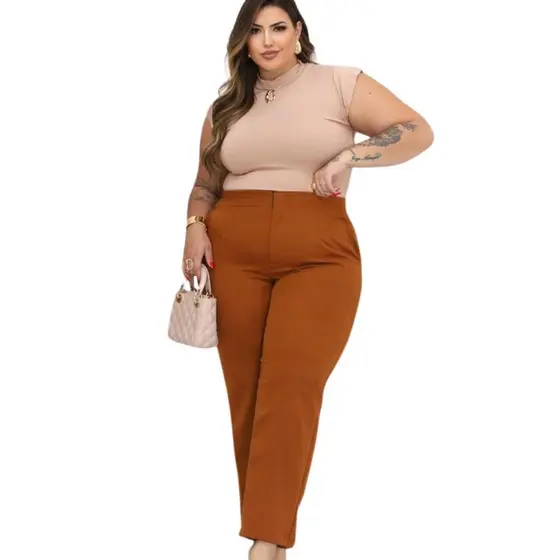 Calça Alfaiataria Plus Size Cintura Alta Elegante - Emília