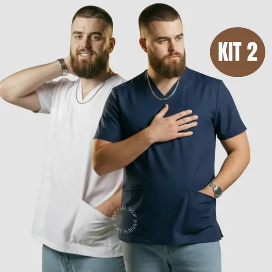 Kit 2 Camisa Scrub Avulsa Enfermagem Dentista Veterinário Plus Size -Sh