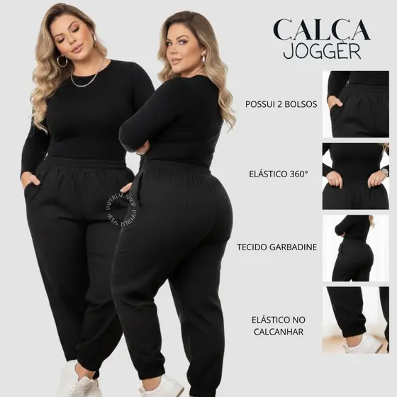 Calça Avulsa Jogger Punho Uniforme Gabardine Plus Size Dentista Veterinária G1- JOGGER