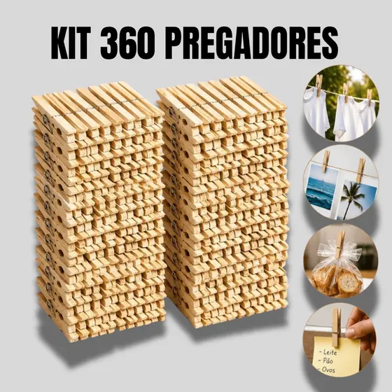 Kit 60 A 360 Prendedores De Roupa Madeira Tradicional Reforçados Pregador Grampo Para Varal BARATO