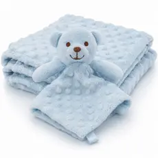 Kit Pipoquinha Cobertor Bebê e Naninha Ursinho Azul Loani