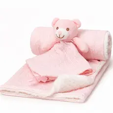 Cobertor Sherpa Bebê Rosa Com Naninha Premium