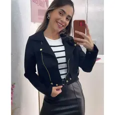 Jaqueta Suede Femenina Premium Super Estilosa com Eivela, zíper e Botões Dourados