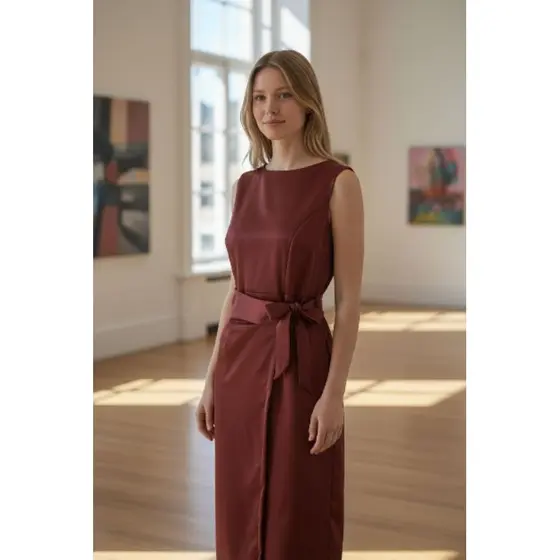 Vestido Feminino Midi com Amarração Lateral Elegante