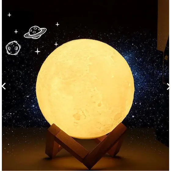 Luminária Decorativa Lua 3D com Iluminação LED e Efeito Realista