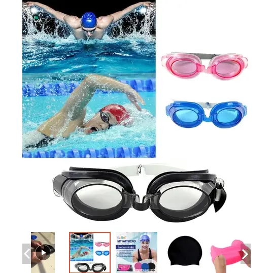 Kit De Mergulho Óculos E Touca Para Natação Piscina Praia Infantil
