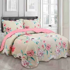 Kit 3 Peças Cobre Leito Colcha Queen Patchwork Ultra Dupla Face Premium